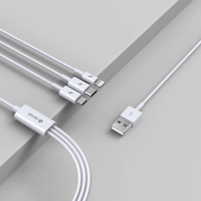 USB кабел DEVIA Smart Series 3 в 1 Micro Usb / Apple Lighting / USB Type-C бял